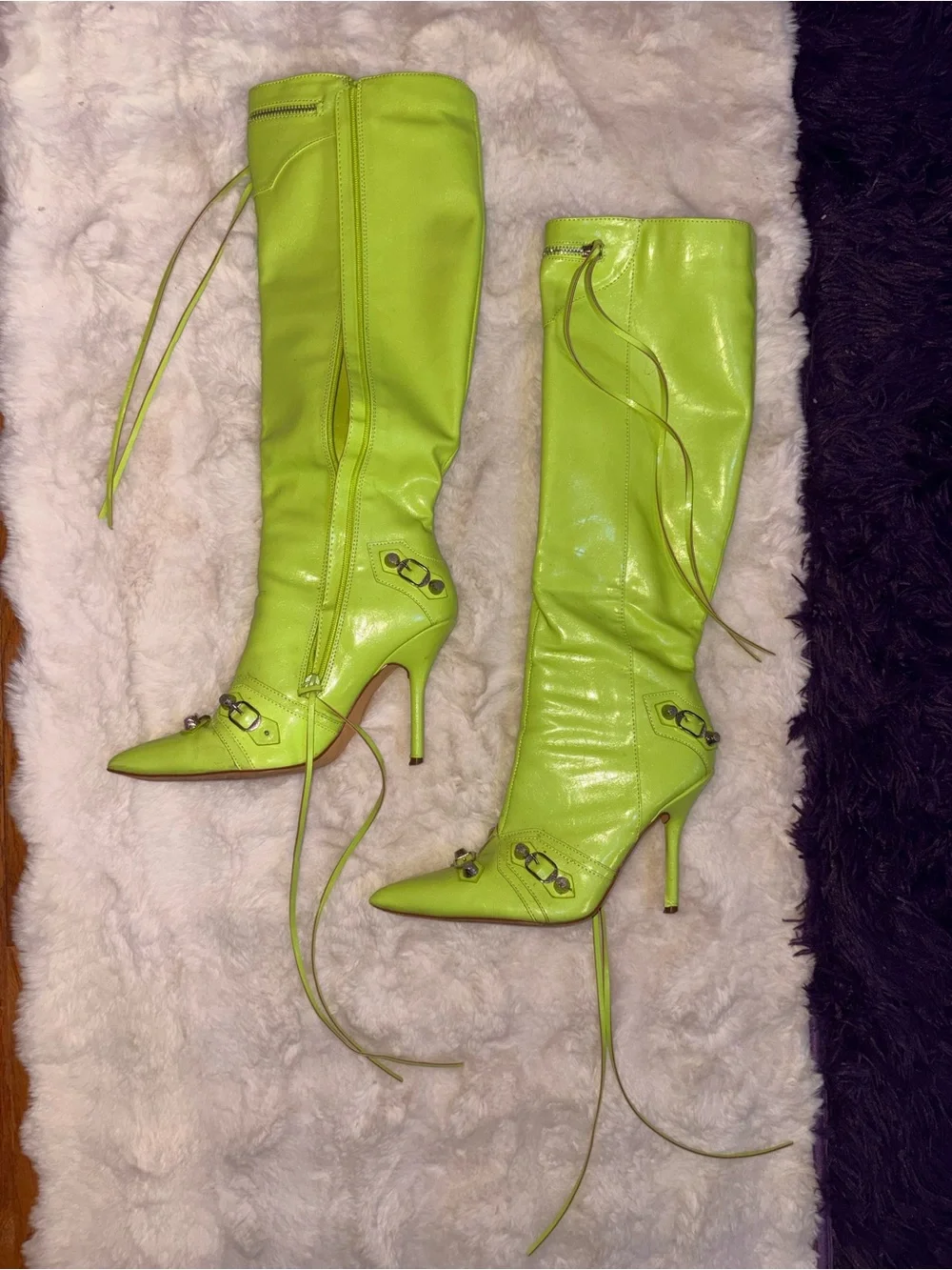 Fashion Nova Neon Lime Over-the-Knee Stiletto Boots